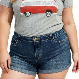 Venezia 24 Plus Size Denim Jean Shorts Roll Cuff Casual Trendy